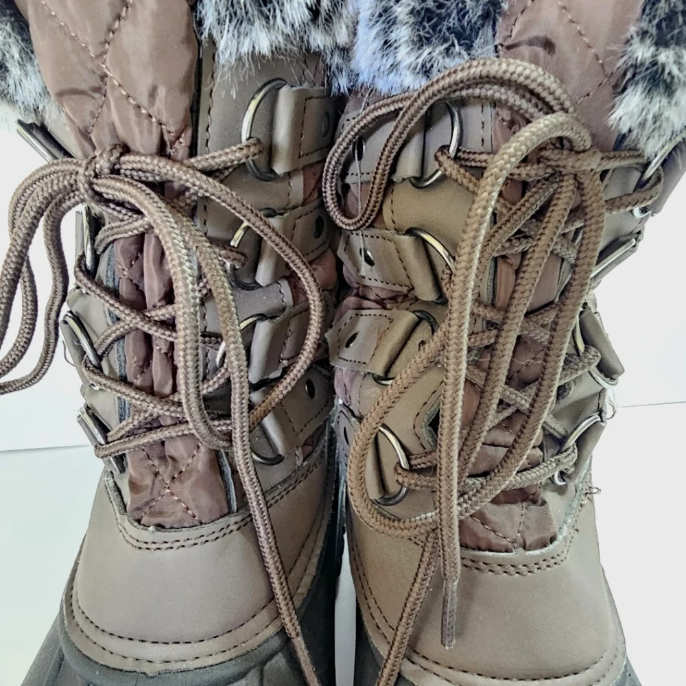 Women's Faux Fur Winter Outdoor Snow Hiking Gorpcore Boots Size 7.5-8